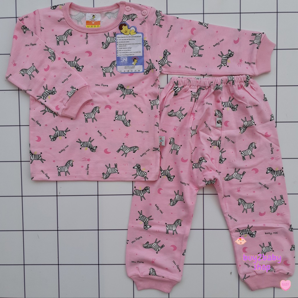 Setelan kaos celana panjang katun full Print motif Babyhai 9-18 Bulan 1 PCS