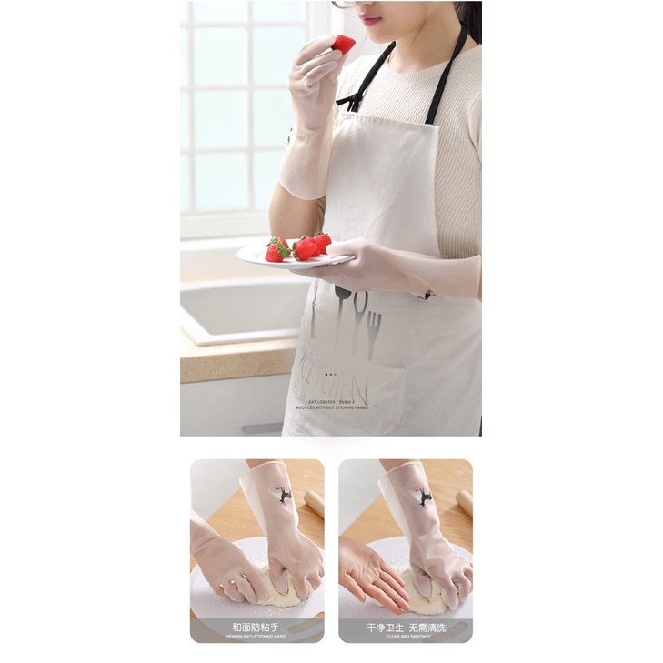 Sarung Tangan Karet Cuci Piring Waterproof Anti Slip / Rubber Glove Sarung Tangan Silikon Serba Guna