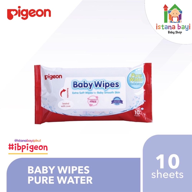 Pigeon Baby Wipes Pure Water isi 10s /Tisu basah