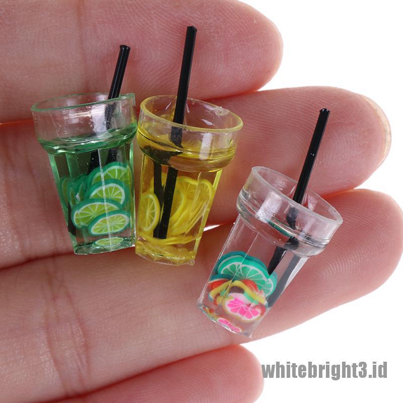 (white3) Miniatur Gelas Minuman Skala 1: 12 Untuk Dekorasi Dapur Rumah Boneka