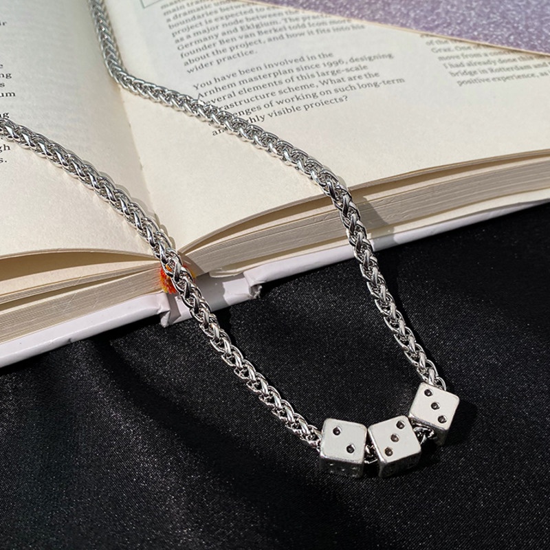 Titanium Steel Necklace Accessories Trendy Simple Personality Dice Pendant