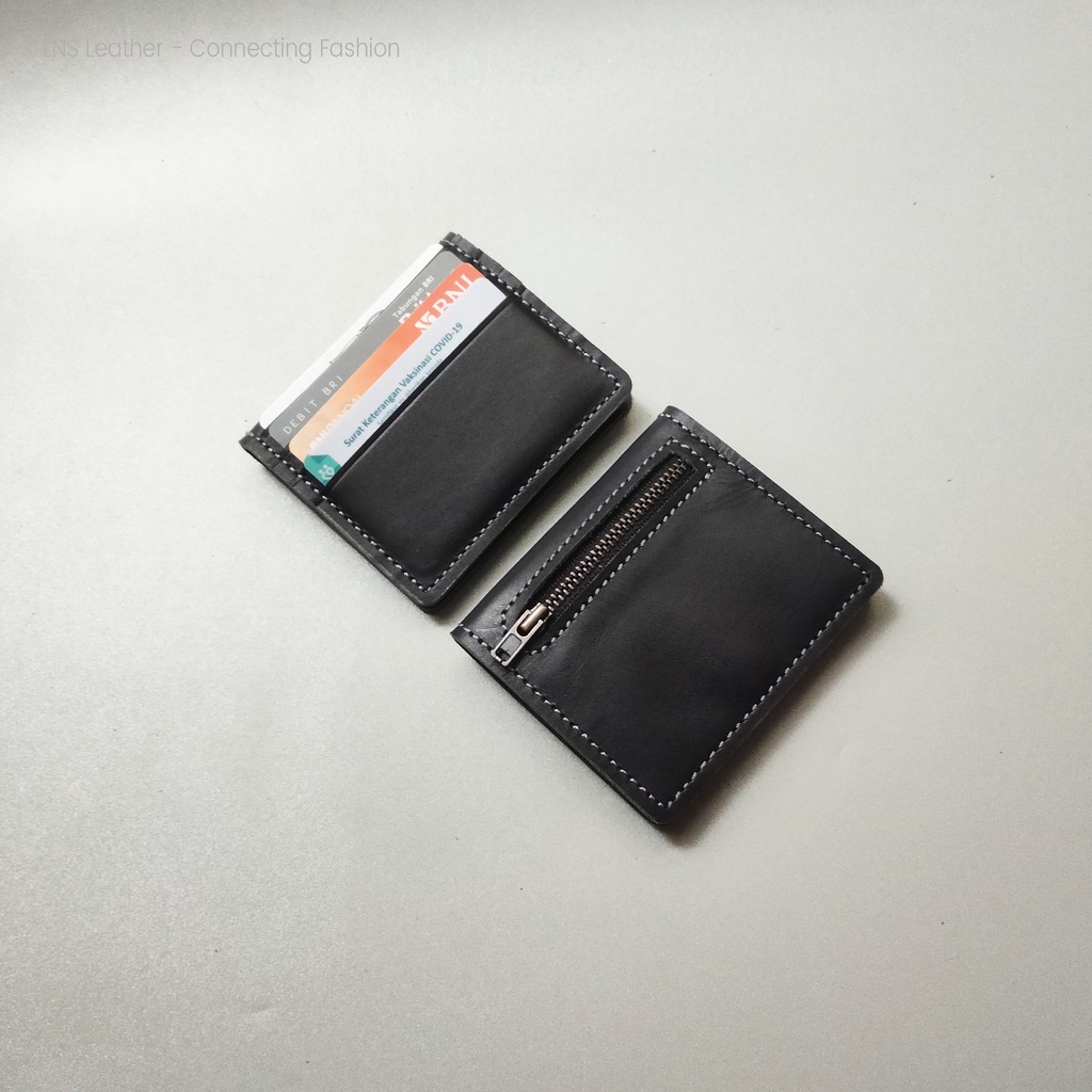 Dompet Kulit Card Holder Sleting Export Quality - Wallet Card Hitam - WSCH009