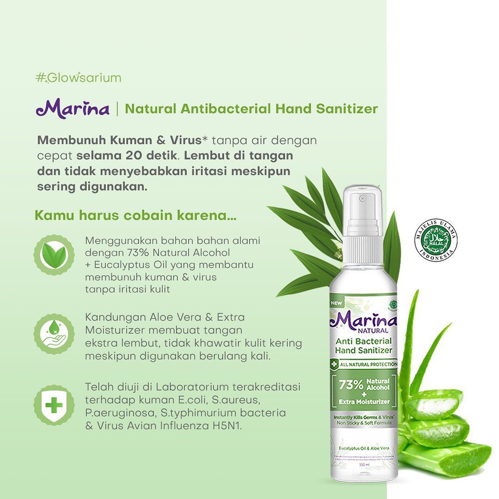 ❤ Under100 ❤ Marina Anti Bacterial Hand Sanitizer 73% Natural Alcohol + Extra Moisturizer 100ml | Hand Cream 50ml