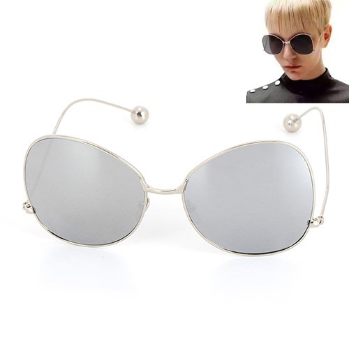 LRC Kaca Mata Fashion Metal Round Shape Decorated Simple Sunglasses