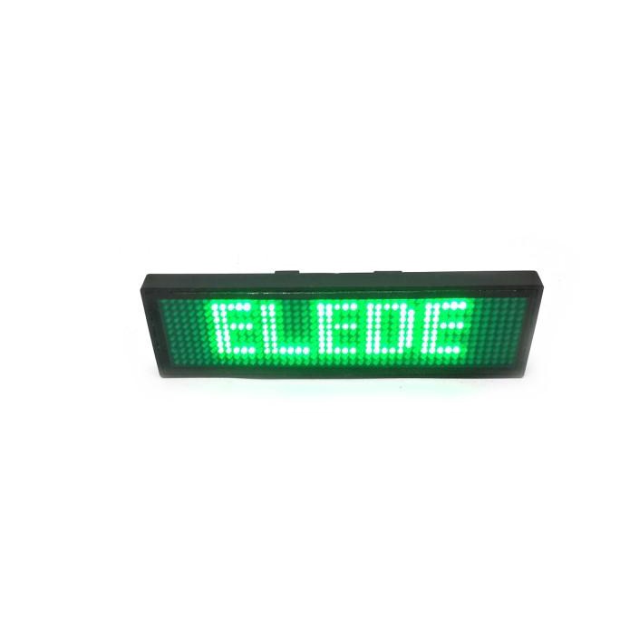 Name Tag LED (Mini Running Text) hijau / biru / kuning