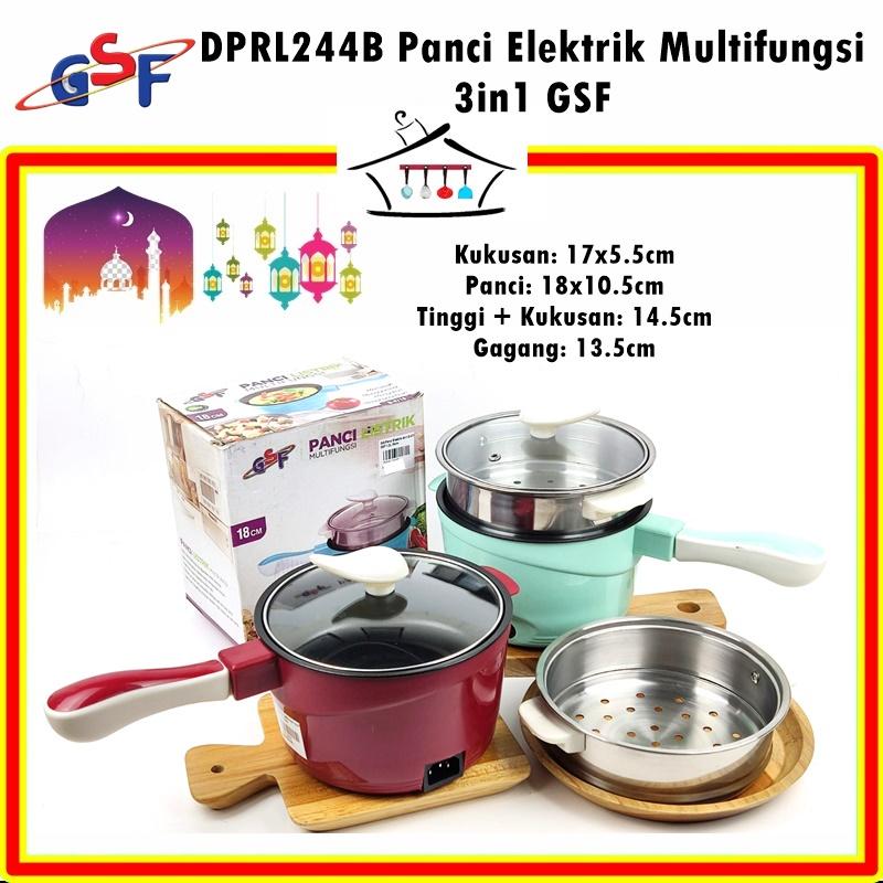 Panci Elektrik Multifungsi 4in1 Kukus Tumis Rebus Goreng GSF 18cm/1.2L