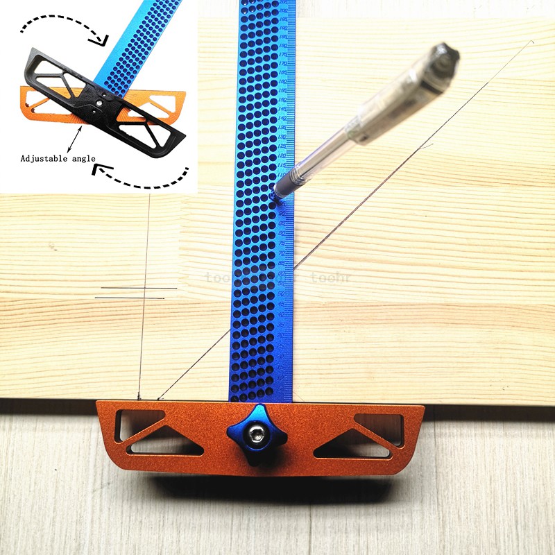

300/400mm Adjustable angle Woodworking T Ruler Hole Positioning Crossed Marking Gauge Aluminum