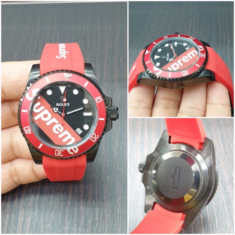 JAM TANGAN PRIA ROLEX SUBMARINER SUPREM MERAH RUBBER STRAP