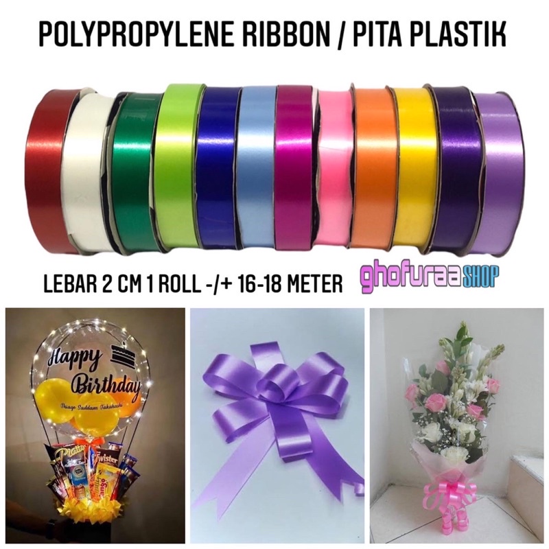 Jual Pita Kado Pita Plastik 1 Roll Polypropylene Ribbon Polos Lebar 2 ...