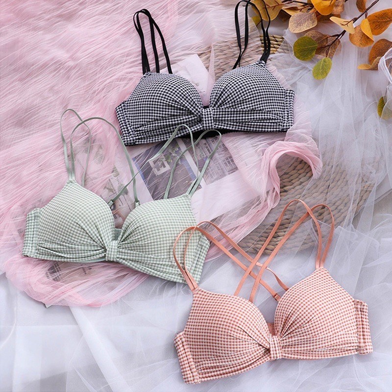 Bra Push Up BH Sexy Pakain Dalam Wanita Jepang Seksi Model Grid Kotak 1080