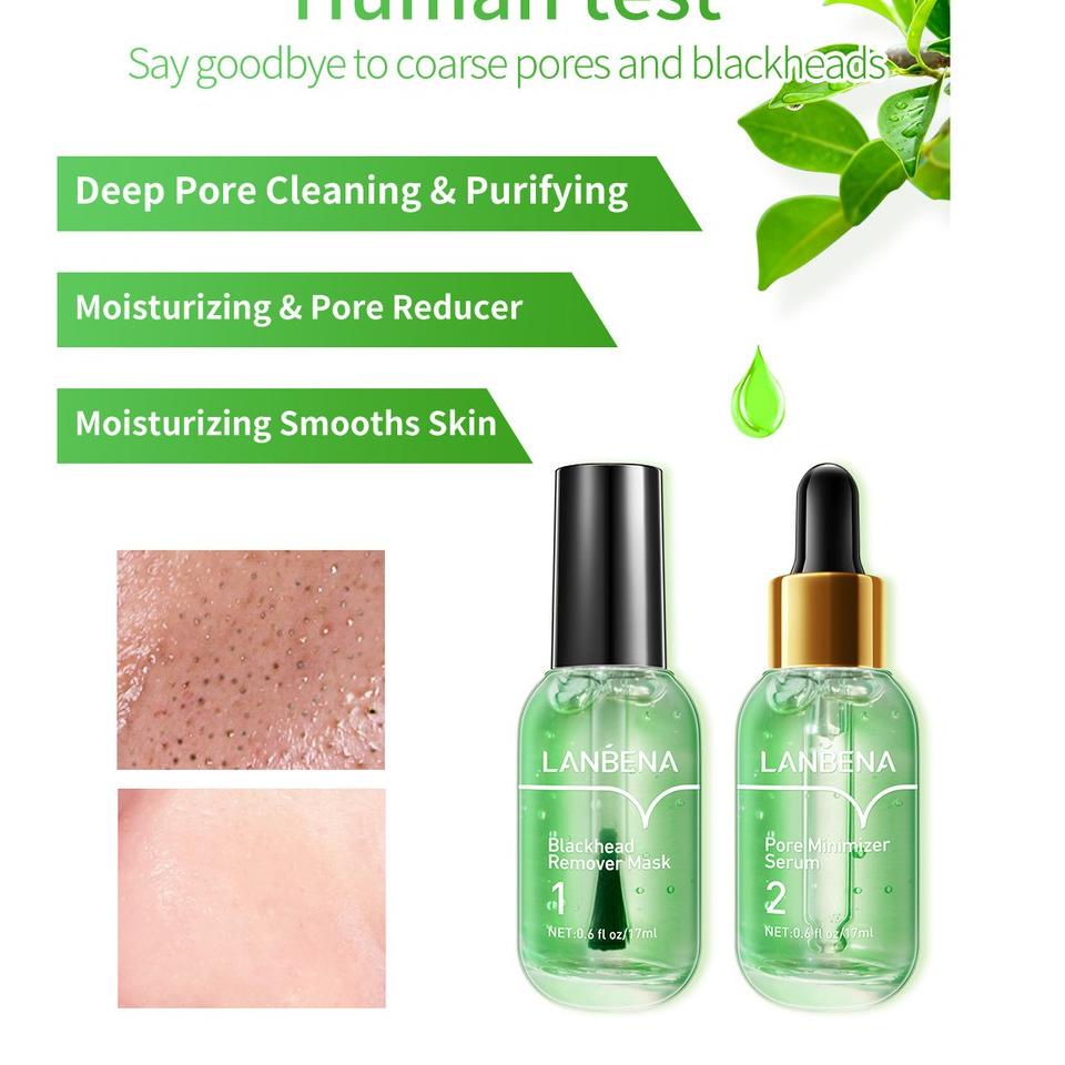 ORUV LANBENA Blackhead Remover Mask & Pore Minimizer Serum 17ml - Penghilang Komedo & Pengecil Pori 