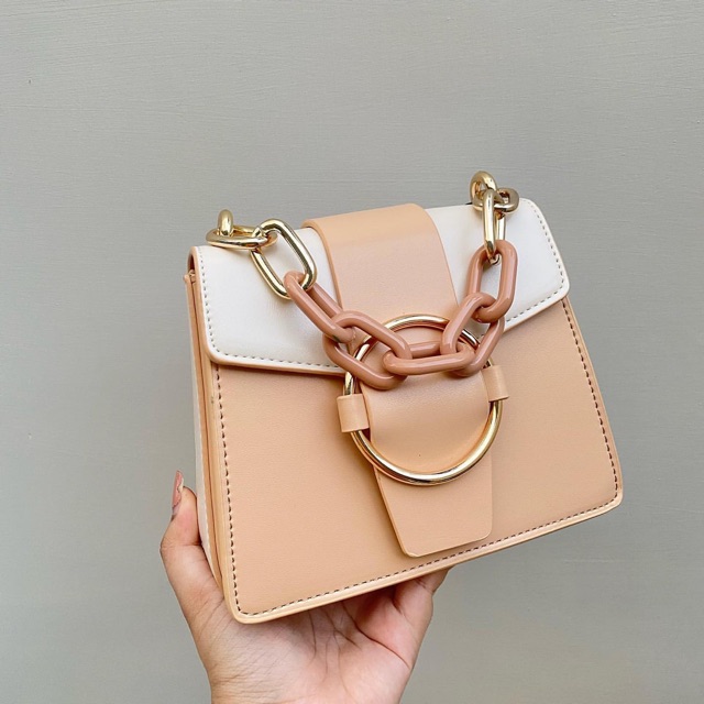 SALE Buckled Shoulder Small Bag in Two-Tone