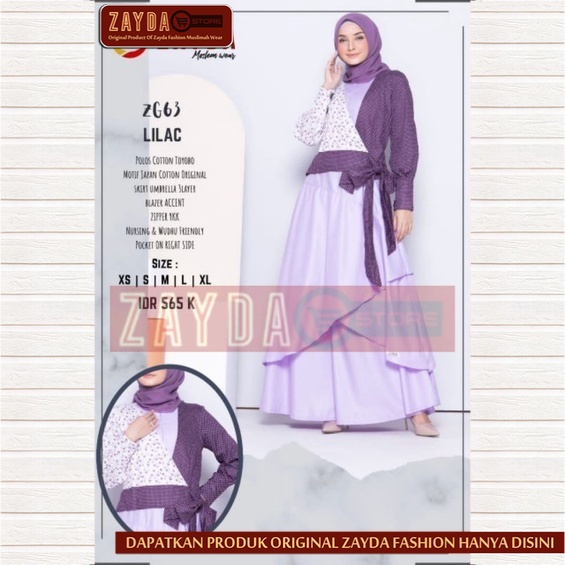 Gamis Wanita Terbaru / Gamis Lebaran / Gamis Zayda ZG63 Lilac