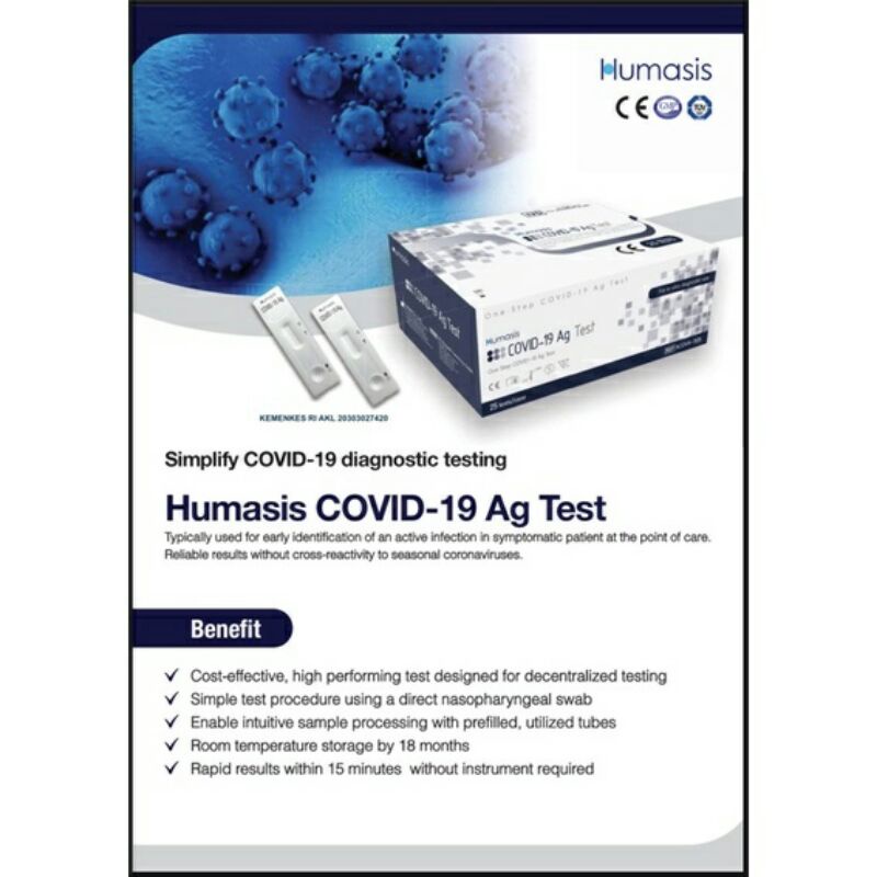 Jual Alat Test Swab Antigen Merk HUMASIS Ag 1BOX (ISI 25pcs) Made.in