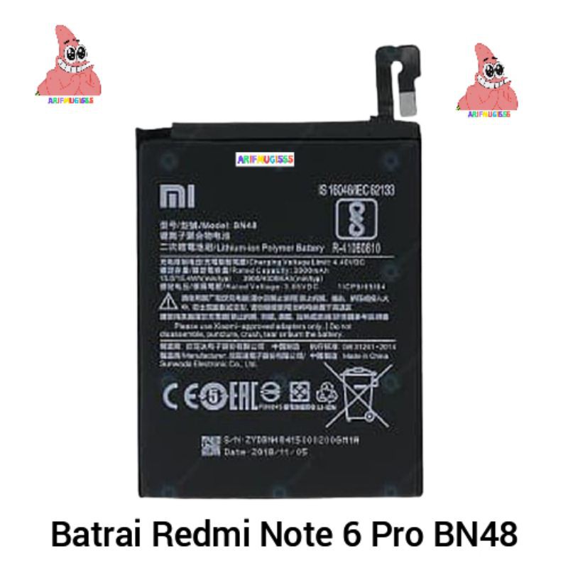 BATTERY BATERAI BATRE XIAOMI REDMI NOTE 6 PRO BN48 ORI