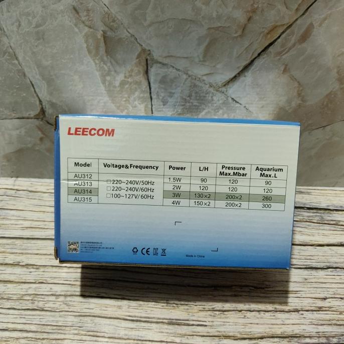 Pompa Gelembung Udara Aquarium Leecom Au 314/Au 312 Aerator 2 Lubang
