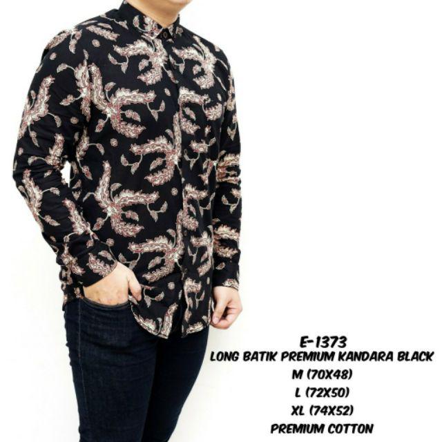 Credomenstore 7465 Kemeja Batik Pria Lengan Panjang Hitam Coklat