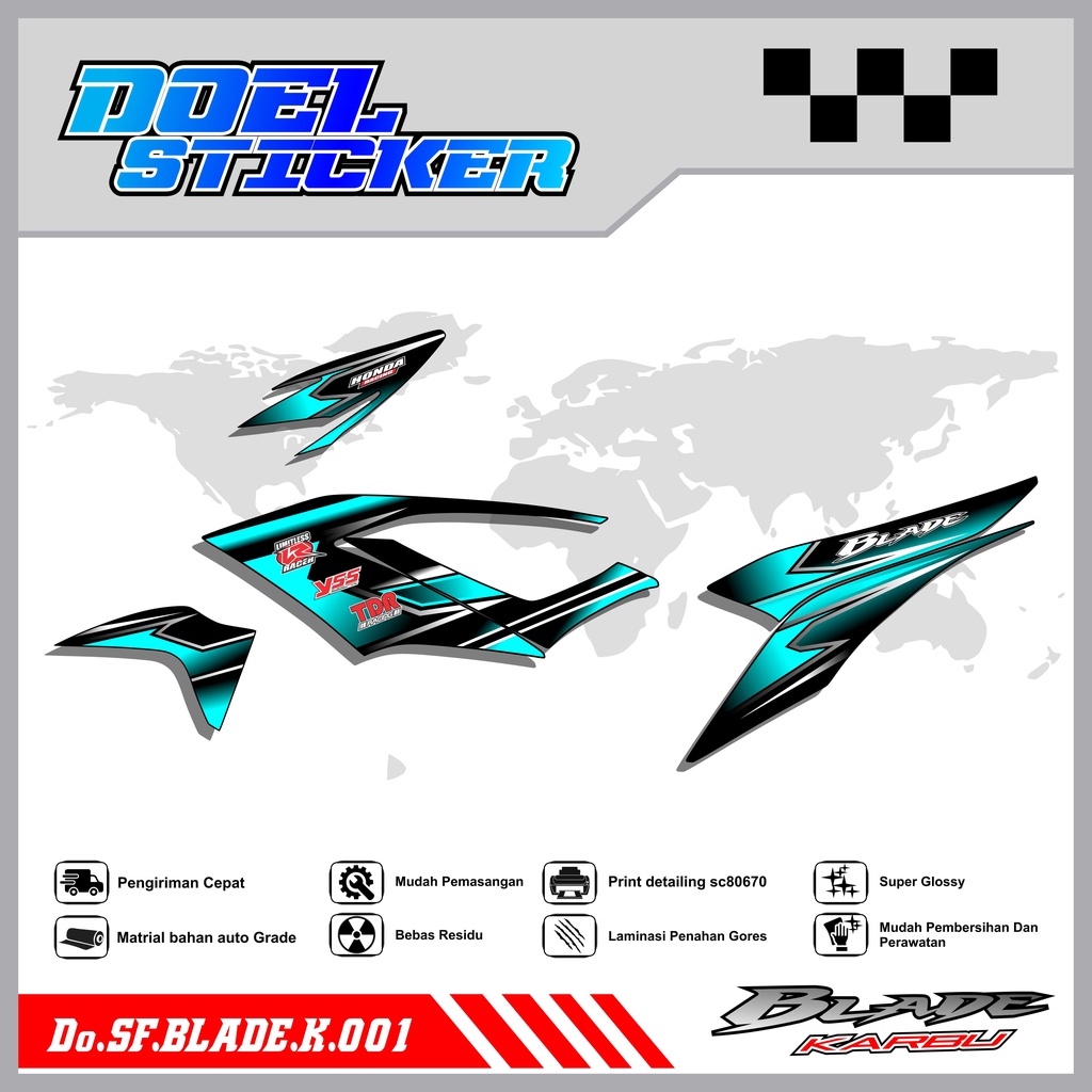 STICKER STRIPING BLADE 110 KARBU - STICKER STRIPING LIST VARIASI HOLOGRAM , CROME BLADE 110 KARBU DOEL 001