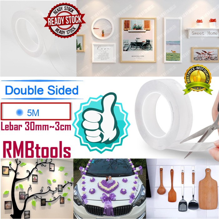 

Trendi Nano Magic Double Tape 5Mx30Mm Perekat Super Kuat Tahan Air Bening Hemat