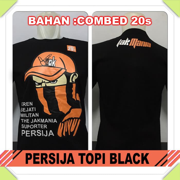 kaos baju distro bola lokal indonesia PERSIJA TOPI BLACK - Hitam, L