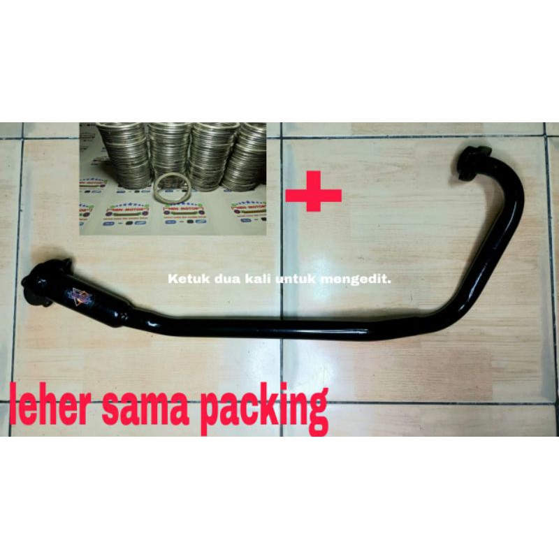 Leher knalpot satria fu karbu pipa knalpot satria fu-Hitam sama packing