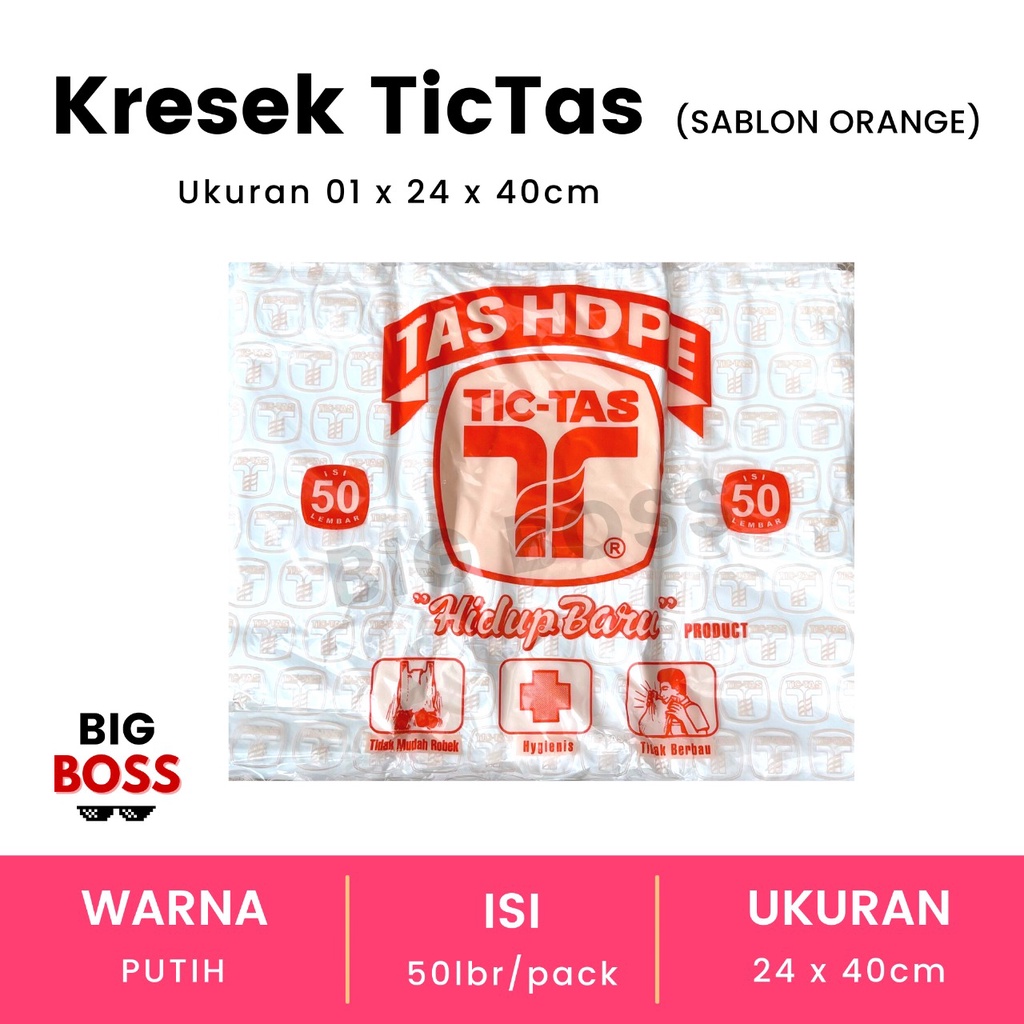 [ISI 50 LBR] Kantong Kresek Tictas Tanggung uk 24 Warna Hitam &amp; Putih / Kresek Tanggung Tictas MURAH GROSIR