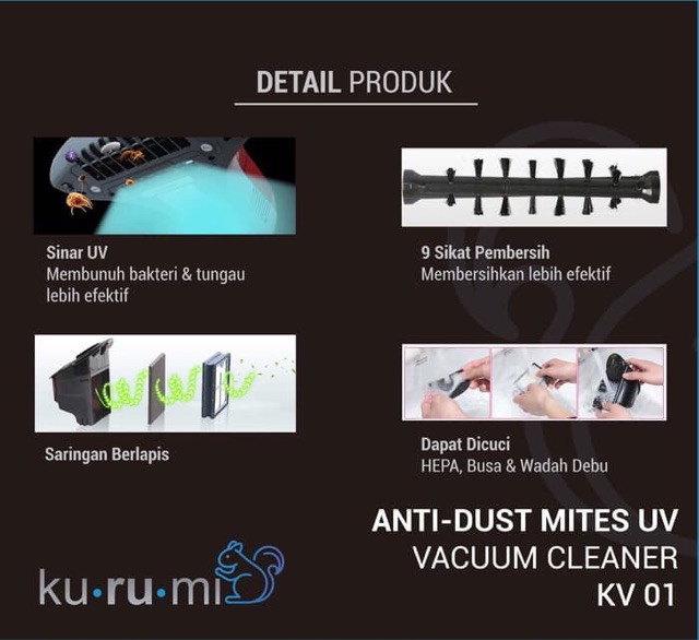 Kurumi KV 03 Robot Vacuum Cleaner alat vakum sapu pel otomatis kv03
