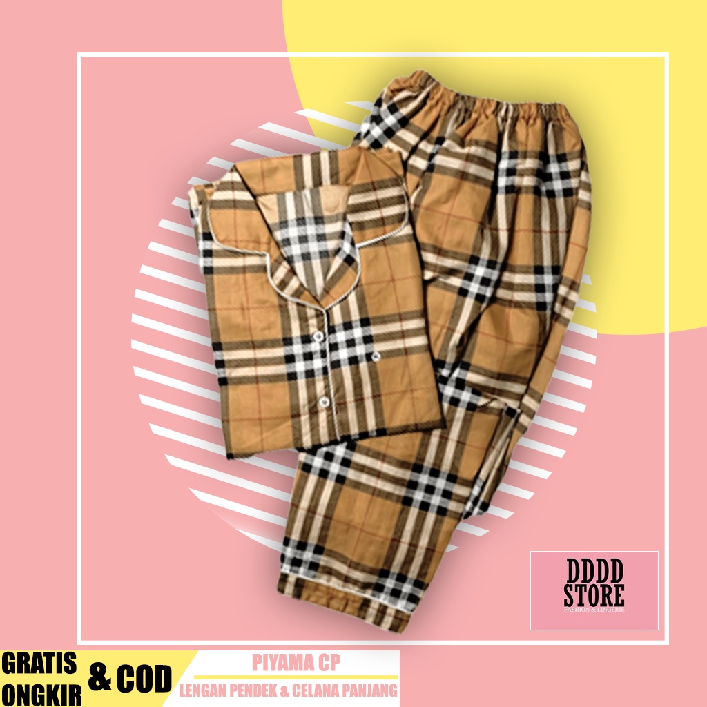 BAJU TIDUR WANITA/PIYAMA WANITA DEWASA KATUN MOTIF KOTAK ORIN CP