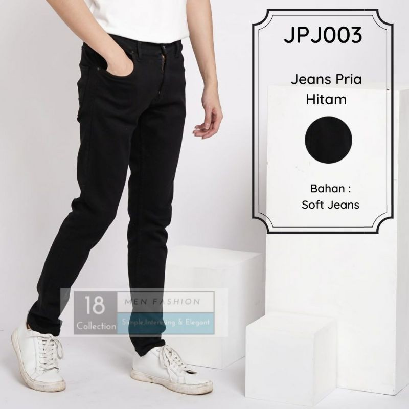 Full Black soft jeans / celana jeans hitam pekat pria murah berkualitas PREMIUM