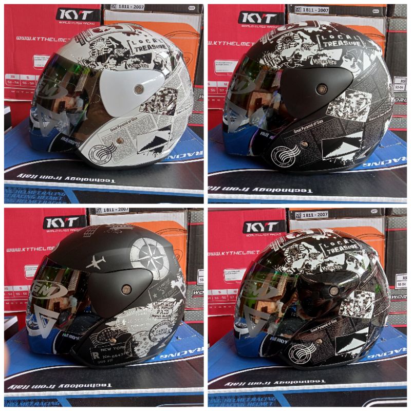 Helm GM Evolution Motif Original Kaca Pelangi Helm Half Face