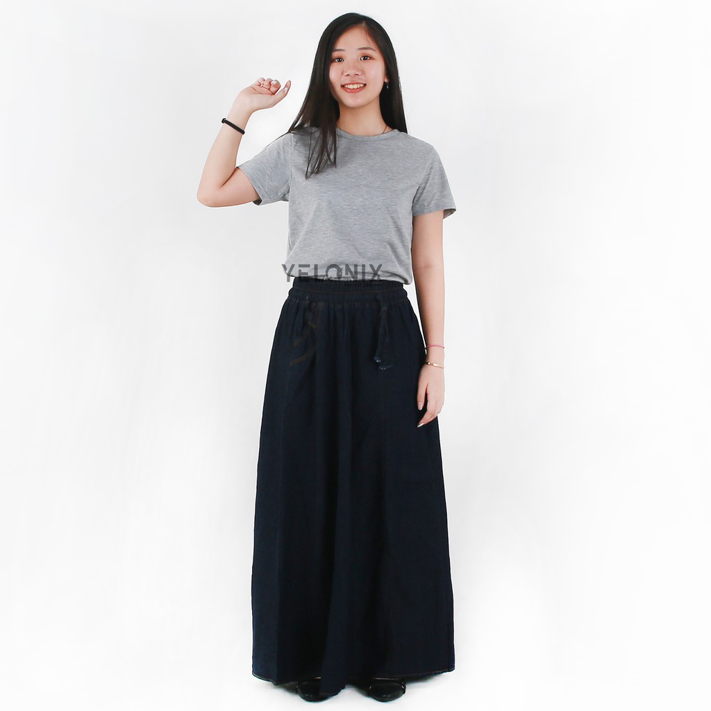 YELONIX - Jeans Rok PCH 8 / Rok Wanita / Deninm Panjang