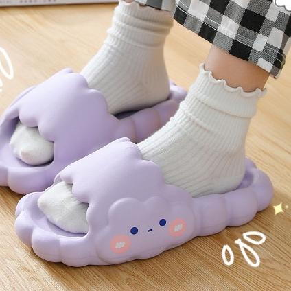 Sandal Rumah Ringan Empuk Bahan Eva Tebal / Sandal Musim Panas Kartun Bentuk Awan / Sandal Wanita Mu