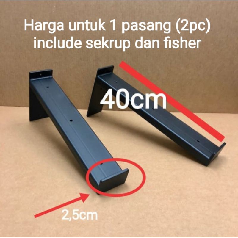 rak siku besi penyangga papan ambalan 35,40,dan 50cm