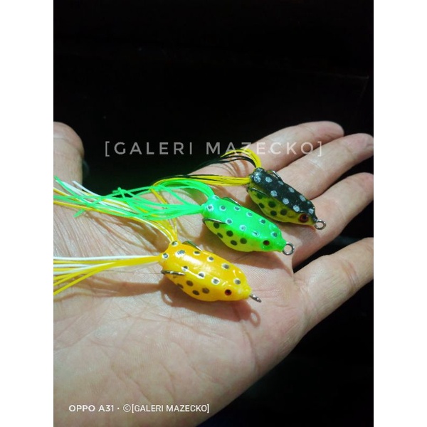 REAL PICT paket hemat 3pcs 3 warna soft frog mini 3cm umpan pancing gabus toman ikan predator