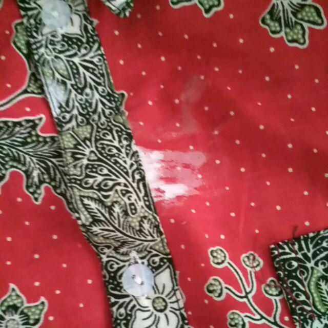 Qnunbatik Sarimbit/couple Batik Dress/terusan Kd Melati Dasar Warna Merah