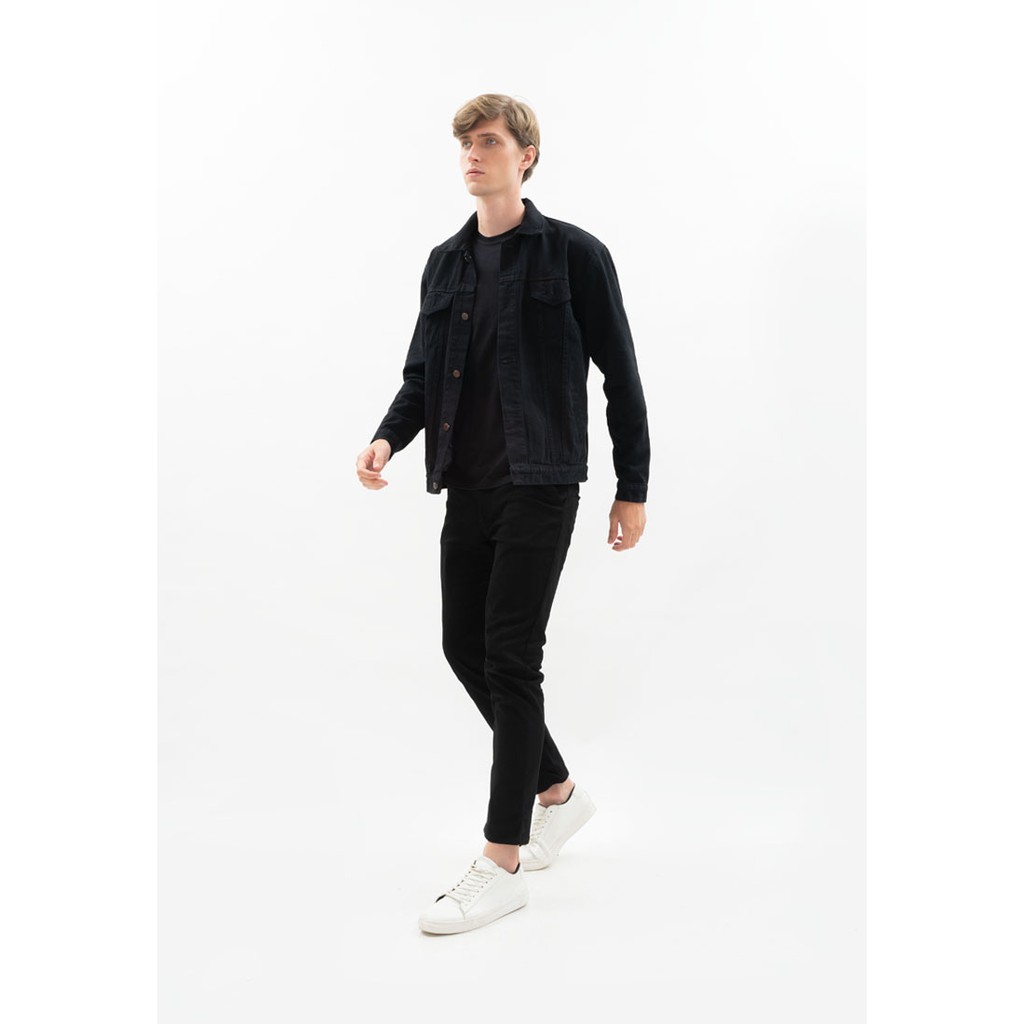HOT DEALS HOUSEOFCUFF JAKET JEANS PRIA POLOS TEBAL DILAN JAKET DENIM HITAM