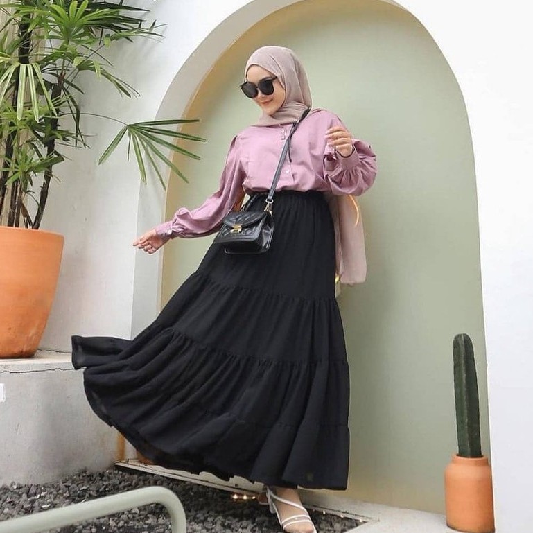 Bawahan Muslim Nura Ceruty Skirt Kainlambiku | Rok Ceruti Premium