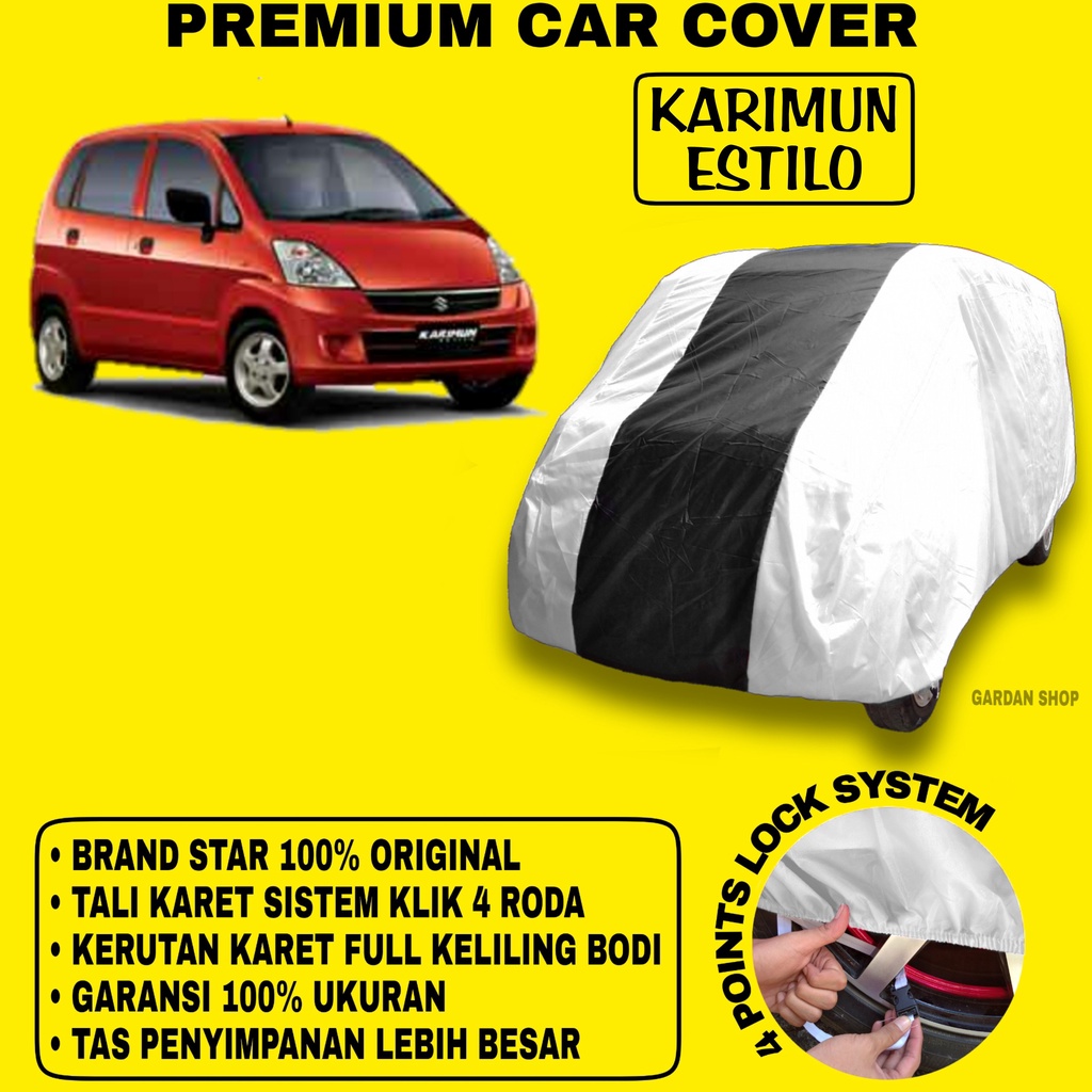 Body Cover KARIMUN ESTILO SILVER HITAM Penutup Bodi Mobil Karimun Estilo Waterproof PREMIUM