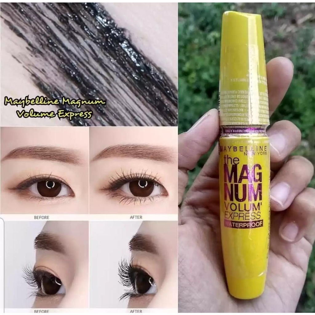 Maskara Maybelline The Magnum Volum Expres Waterproof - Hitam