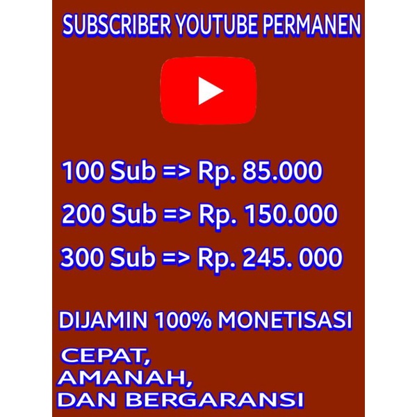 Subscriber Youtube 100% PERMANEN