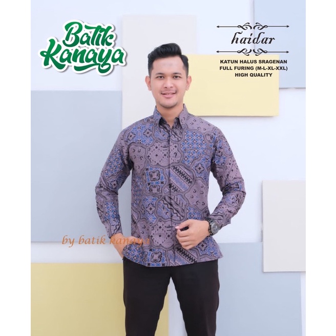 HAIDAR Batik Pria Lengan Panjang Berlapis FURING bahan katun halus PREMIUM