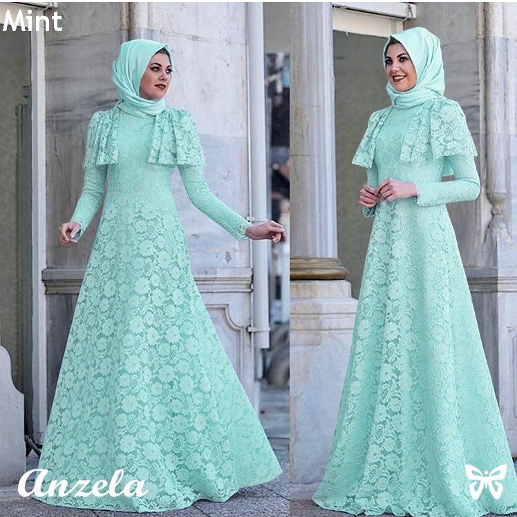 HOPYLOVY - Maxi Dress Gamis Brukat Anzela | Fashion Muslim