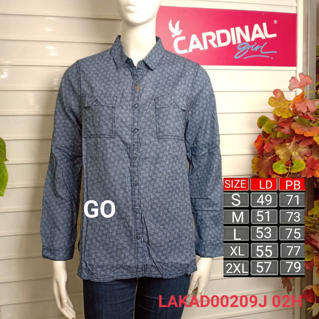 gos CARDINAL GIRL KEMEJA Pakaian Wanita Atasan Hem Casual Santai Motif Kotak Original Lengan Panjang