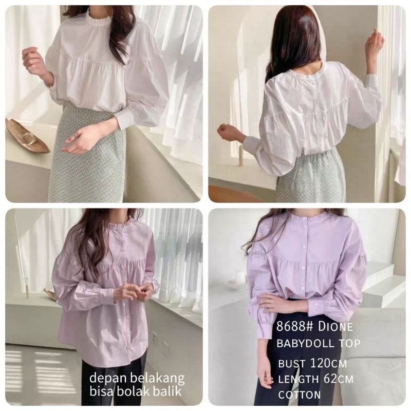 MDLV ~ 8688 DIONE BABYDOLL TOP / BLOUSE CEWEK / ATASAN LENGAN PANJANG CEWEK / FASHION IMPORT WANITA