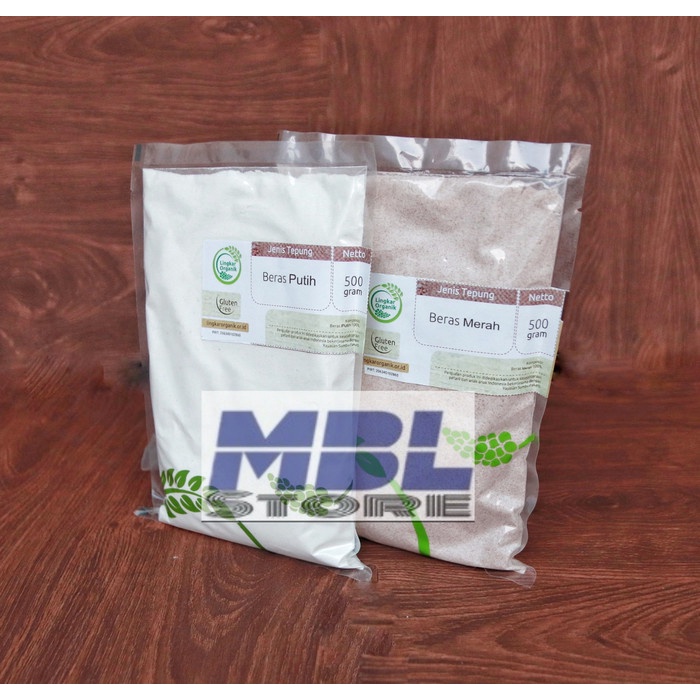 

Ketan-Beras-Tepung- Tepung Beras Merah / Putih Organik 500 G Gluten Free Mpasi Bayi - Merah -Tepung-