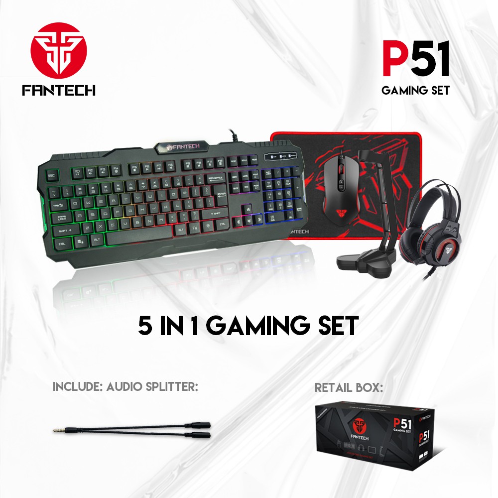 Gaming Gear Combo Keyboard Mouse Headset Mousepad Fantech P51