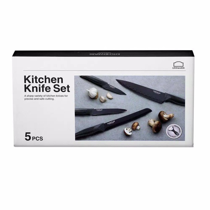 PISAU SET / KNIFE SET BLACK LOCK & LOCK ISI 5 Pisau LOCK N LOCK promo