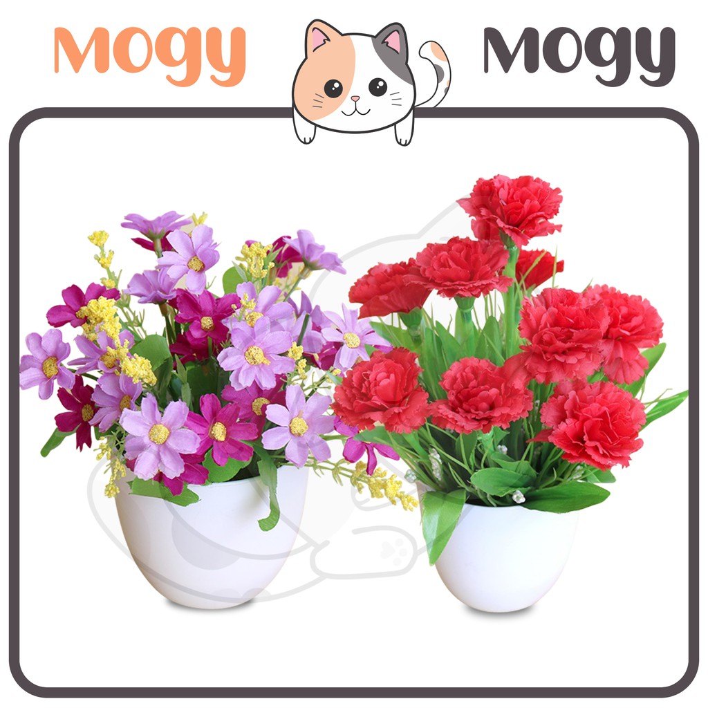 MOGYMOGY PT18 , PT19 Pot Tanaman Hias Bunga Hias Plastik Ornamen Pot Bongsai Artificial Flower Decoration