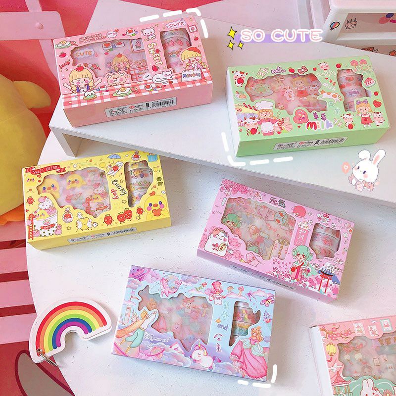 

WASHI TAPE SET STICKER STICKER DECO JOURNAL PAKET WASHITAPE DAN STICKER HIASAN JURNAL BUKU ALAT TULIS