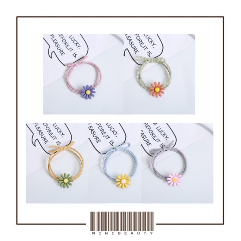 ikat karet rambut bermotif bunga daisy ikat rambut elastis kunciran rambut gaya korea
